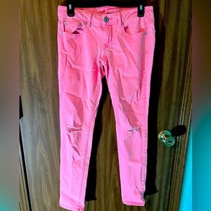 Bright Coral Pink American Eagle Skinny Jeans